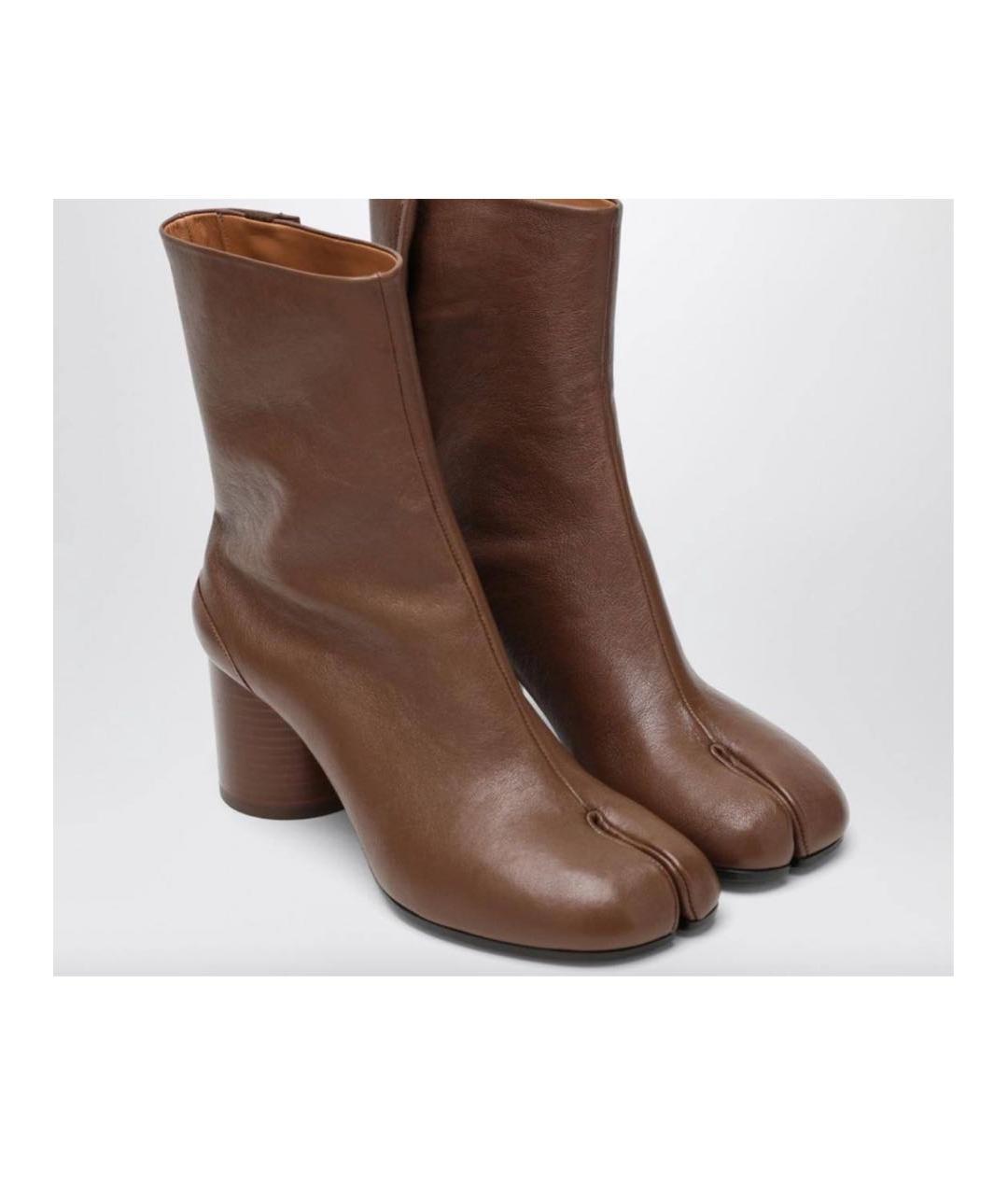 MAISON MARGIELA Коричневые кожаные ботильоны, фото 5