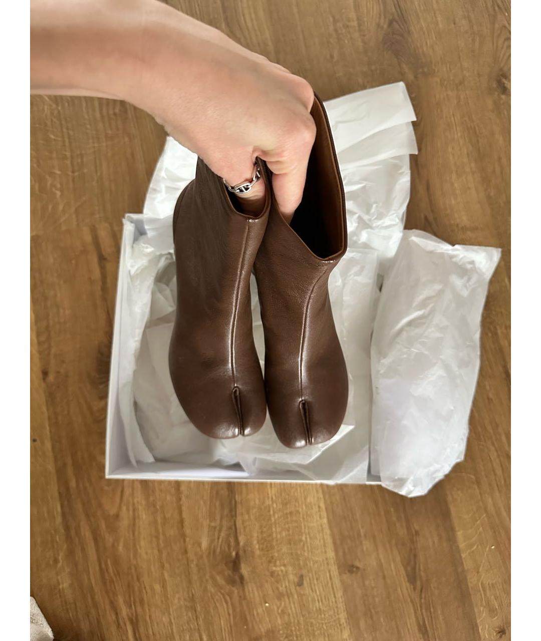 MAISON MARGIELA Коричневые кожаные ботильоны, фото 3