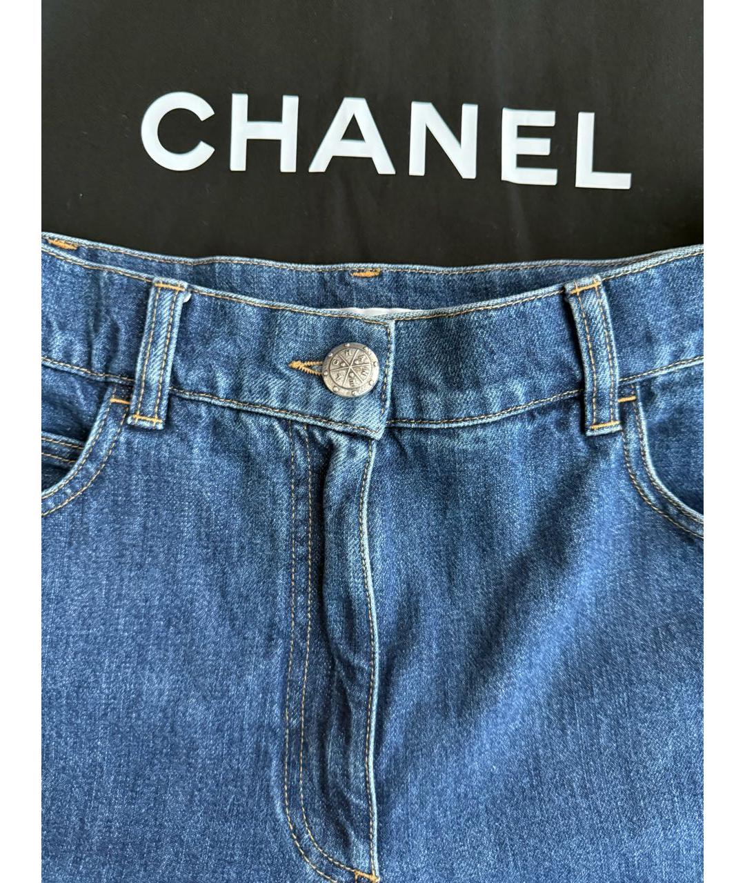 CHANEL Темно-синие хлопковые прямые джинсы, фото 4