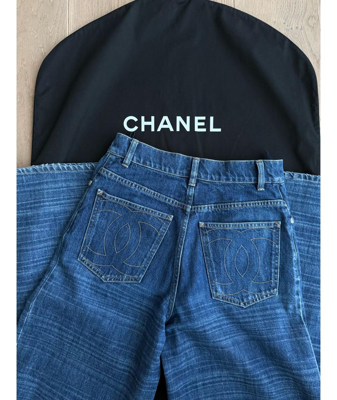 CHANEL Темно-синие хлопковые прямые джинсы, фото 3