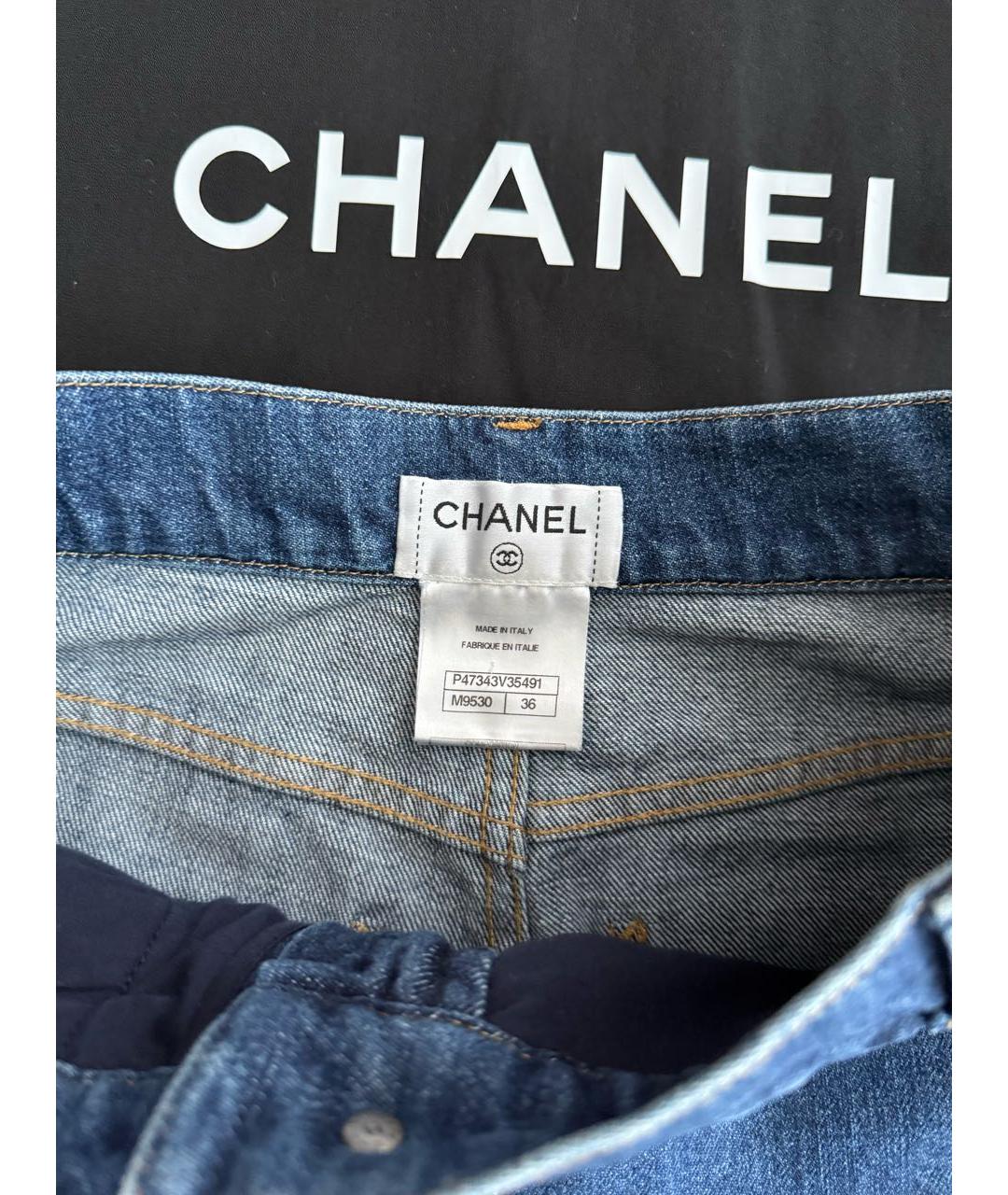 CHANEL Темно-синие хлопковые прямые джинсы, фото 6