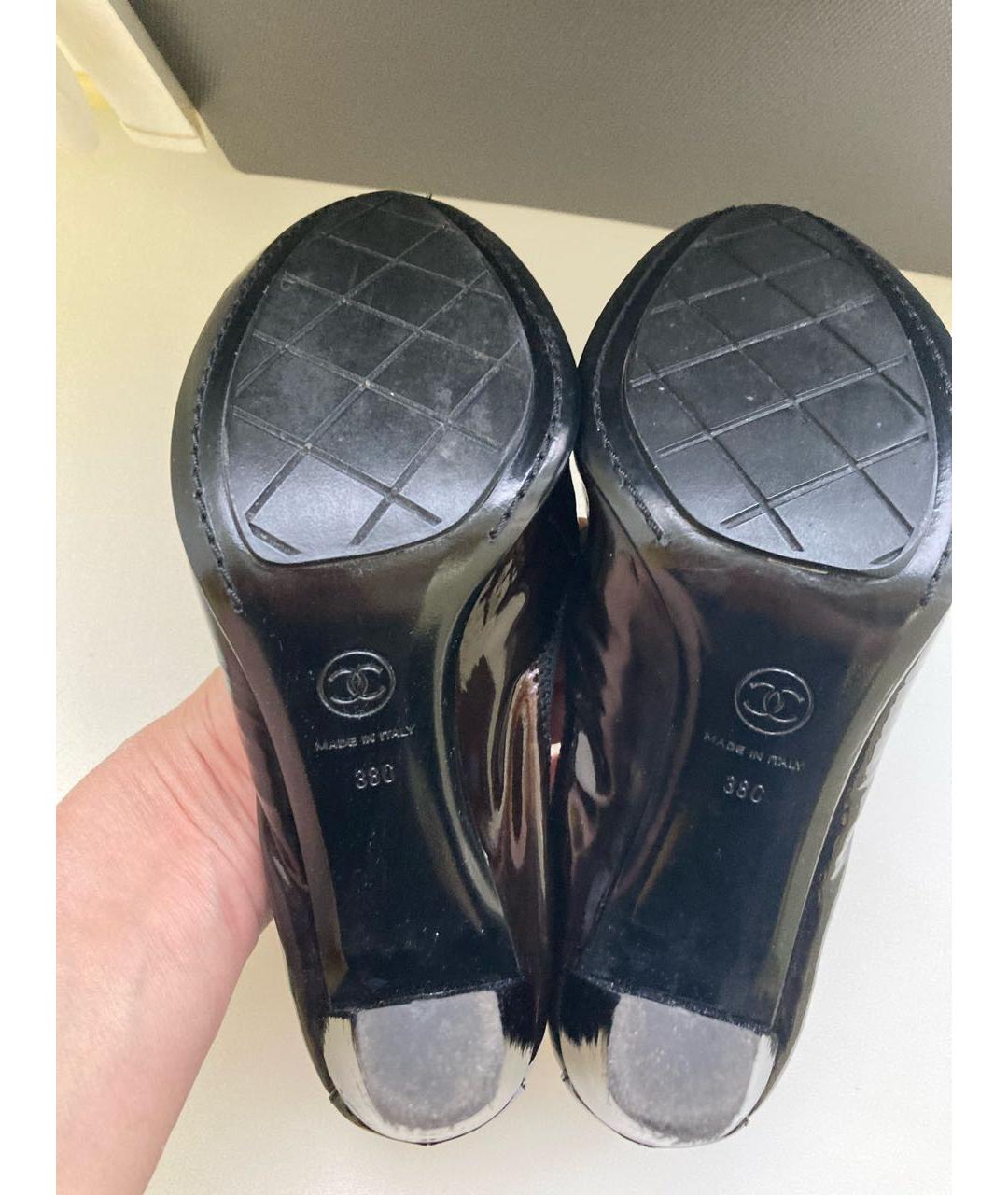 CHANEL Черные кожаные туфли, фото 5