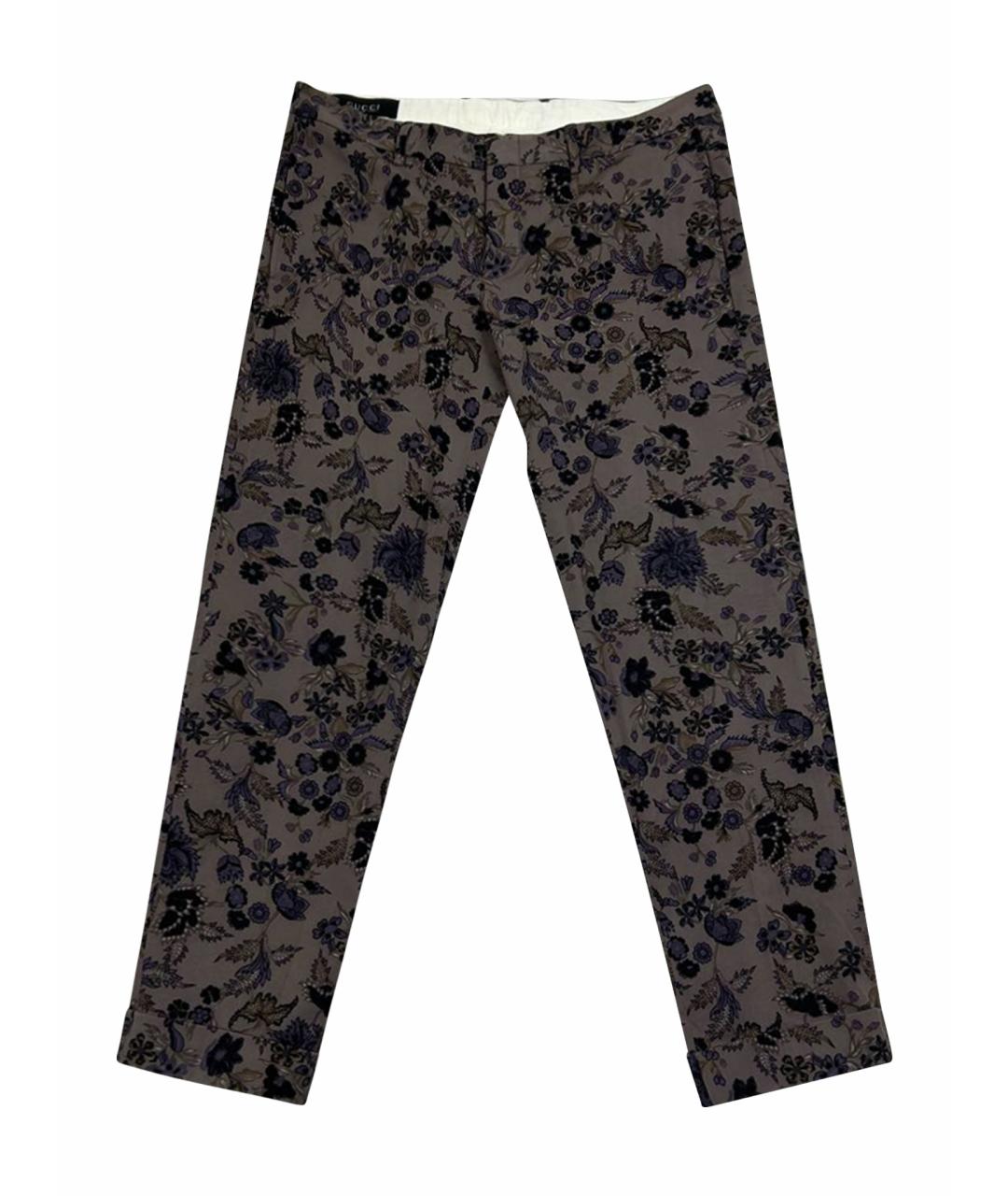 GUCCI Коричневые хлопко-эластановые брюки чинос, фото 1