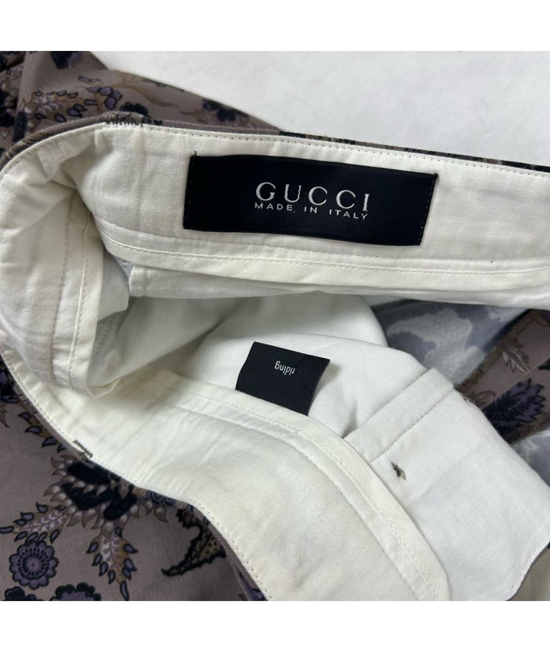 GUCCI Коричневые хлопко-эластановые брюки чинос, фото 3
