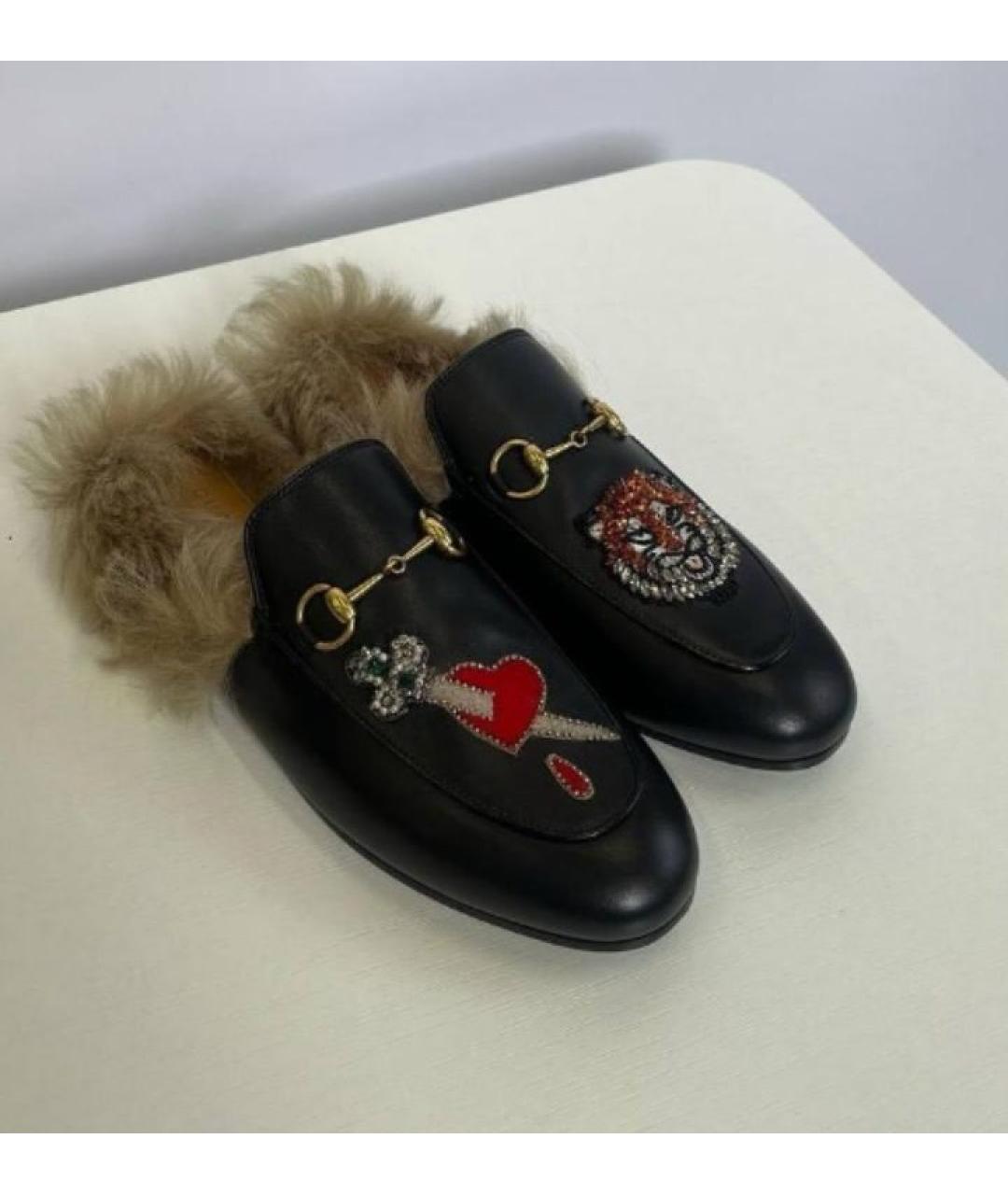 GUCCI Черные кожаные мюли, фото 3