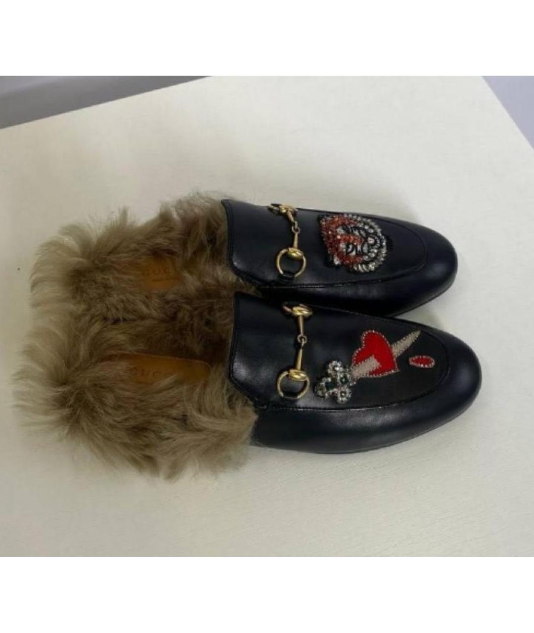 GUCCI Черные кожаные мюли, фото 2