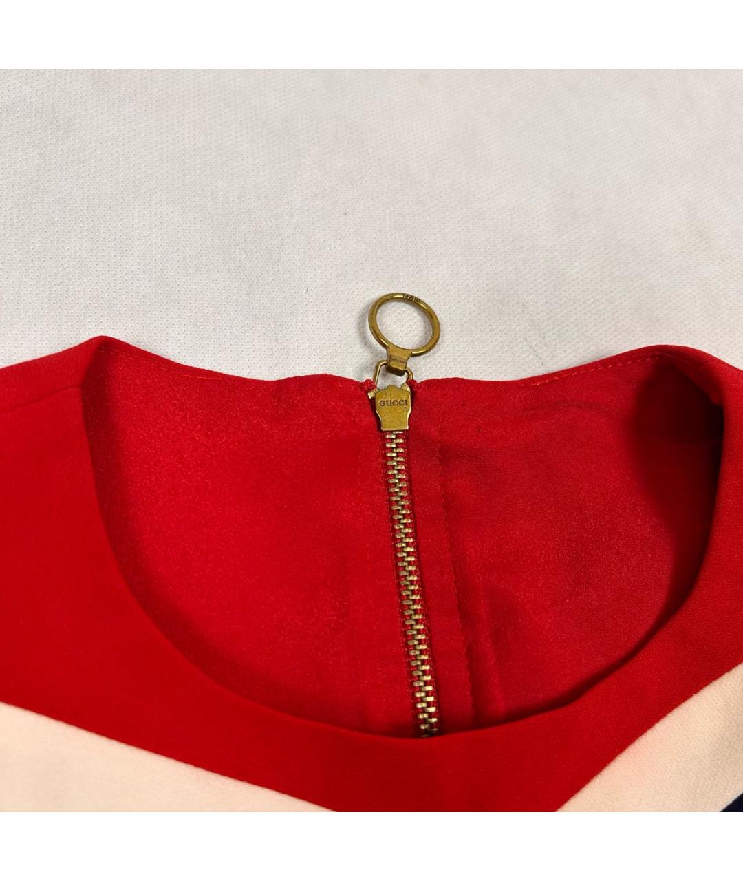 GUCCI Красное шелковое коктейльное платье, фото 4