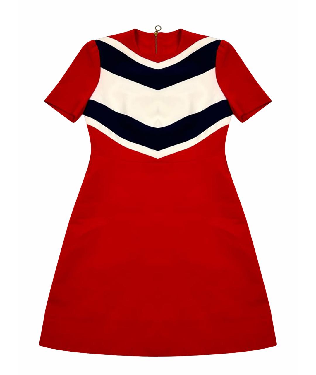 GUCCI Красное шелковое коктейльное платье, фото 1