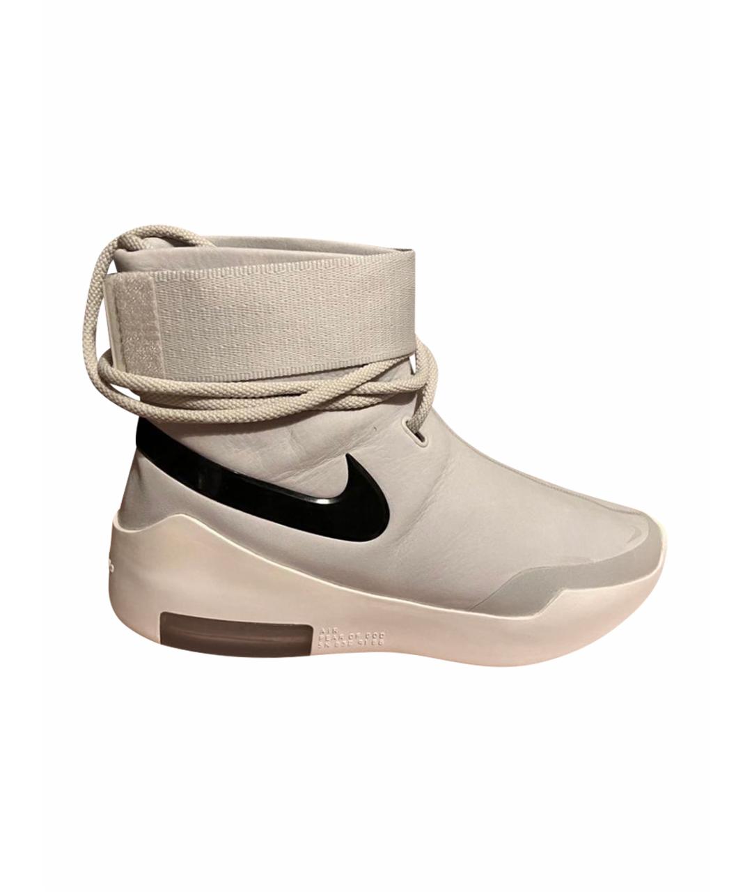 NIKE Серые кожаные высокие кроссовки / кеды, фото 7