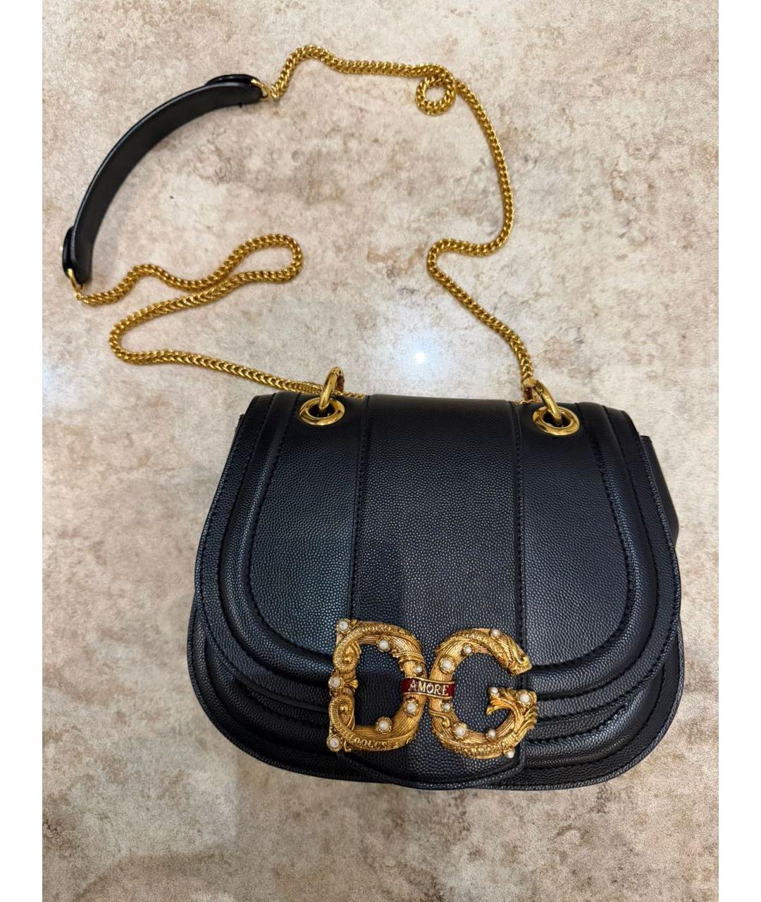 DOLCE&GABBANA Черная кожаная сумка через плечо, фото 8