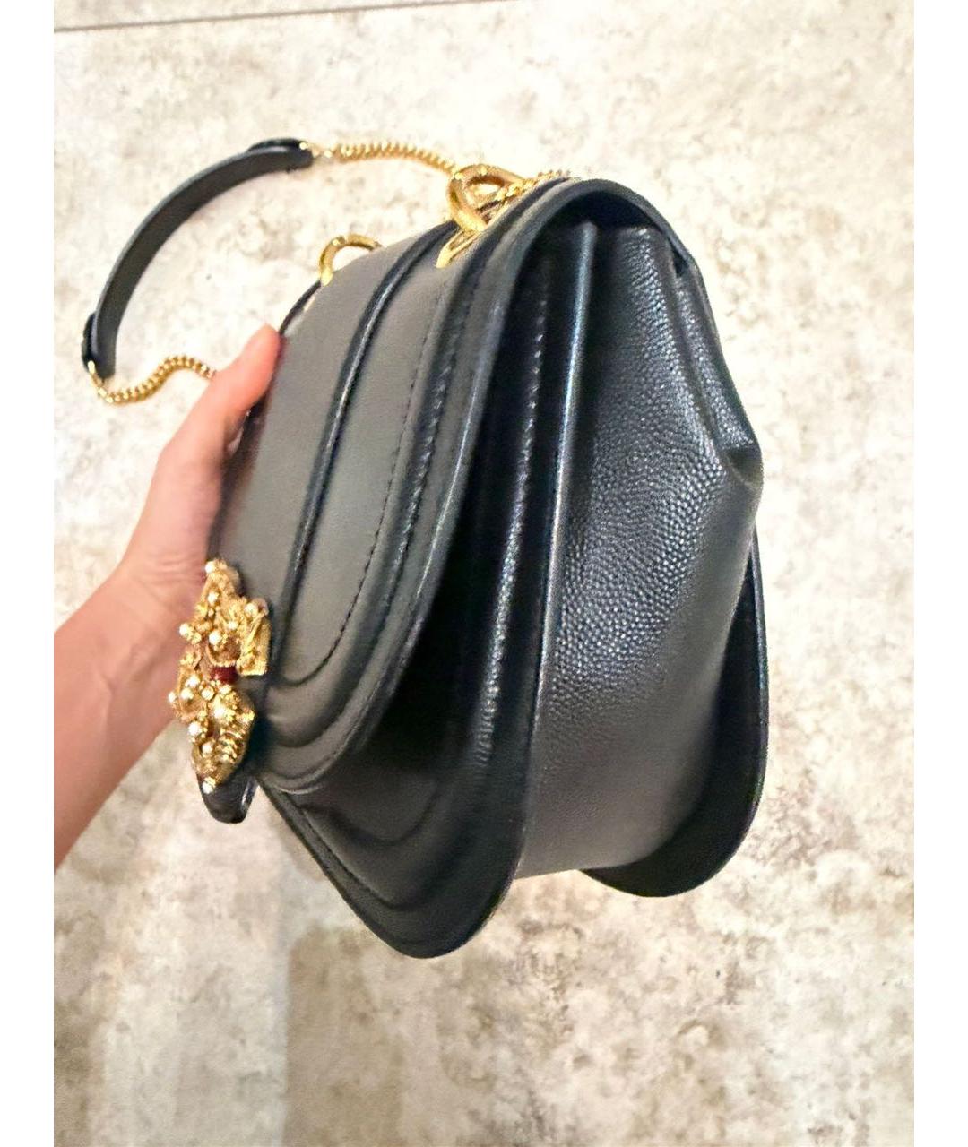 DOLCE&GABBANA Черная кожаная сумка через плечо, фото 7