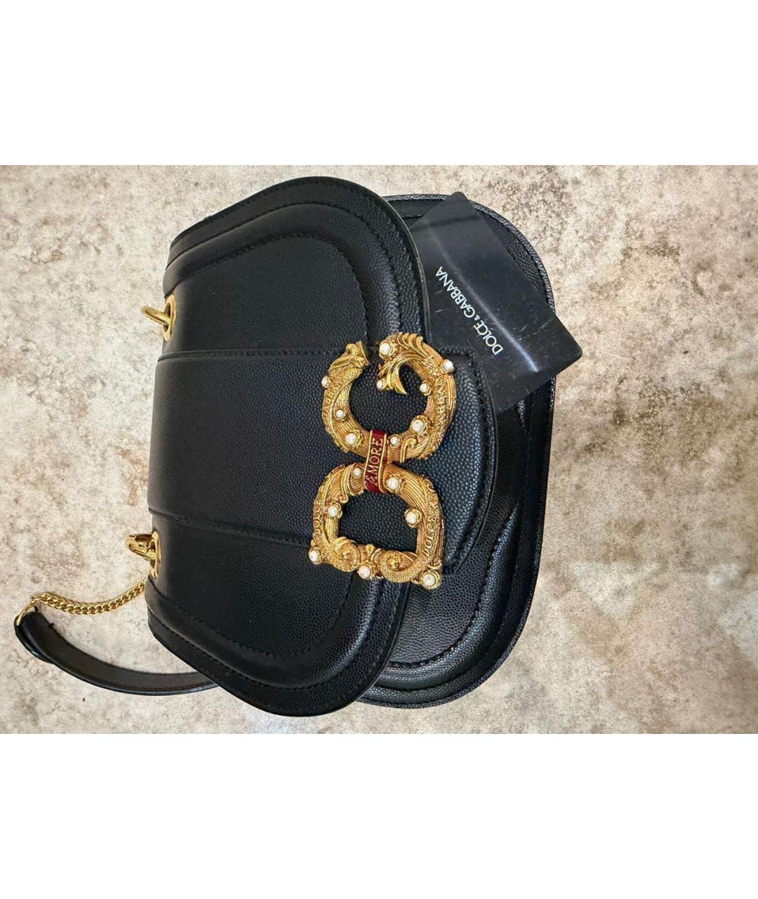 DOLCE&GABBANA Черная кожаная сумка через плечо, фото 5