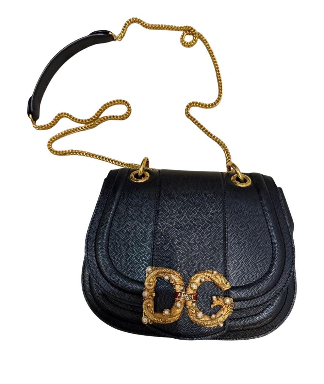 DOLCE&GABBANA Черная кожаная сумка через плечо, фото 1