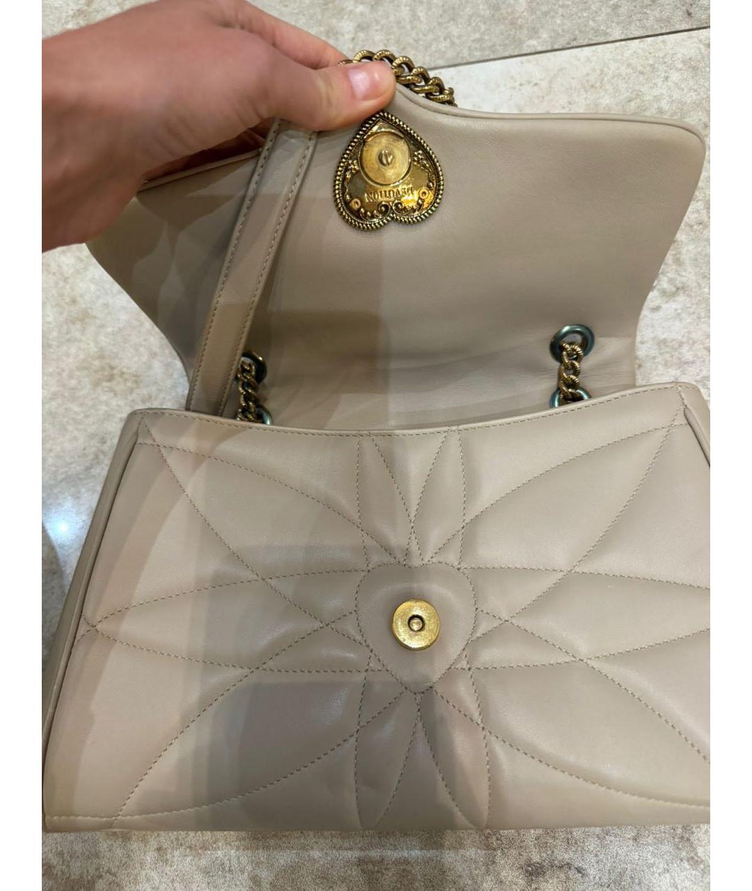 DOLCE&GABBANA Бежевая кожаная сумка через плечо, фото 5