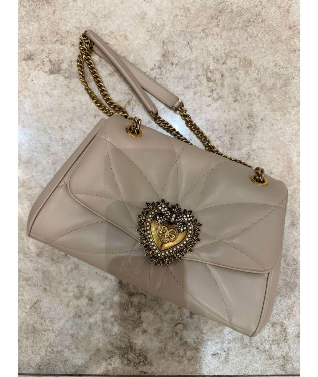 DOLCE&GABBANA Бежевая кожаная сумка через плечо, фото 9
