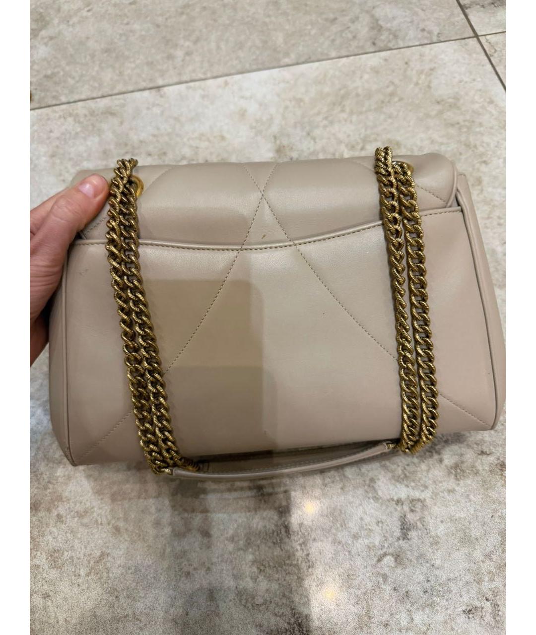 DOLCE&GABBANA Бежевая кожаная сумка через плечо, фото 7