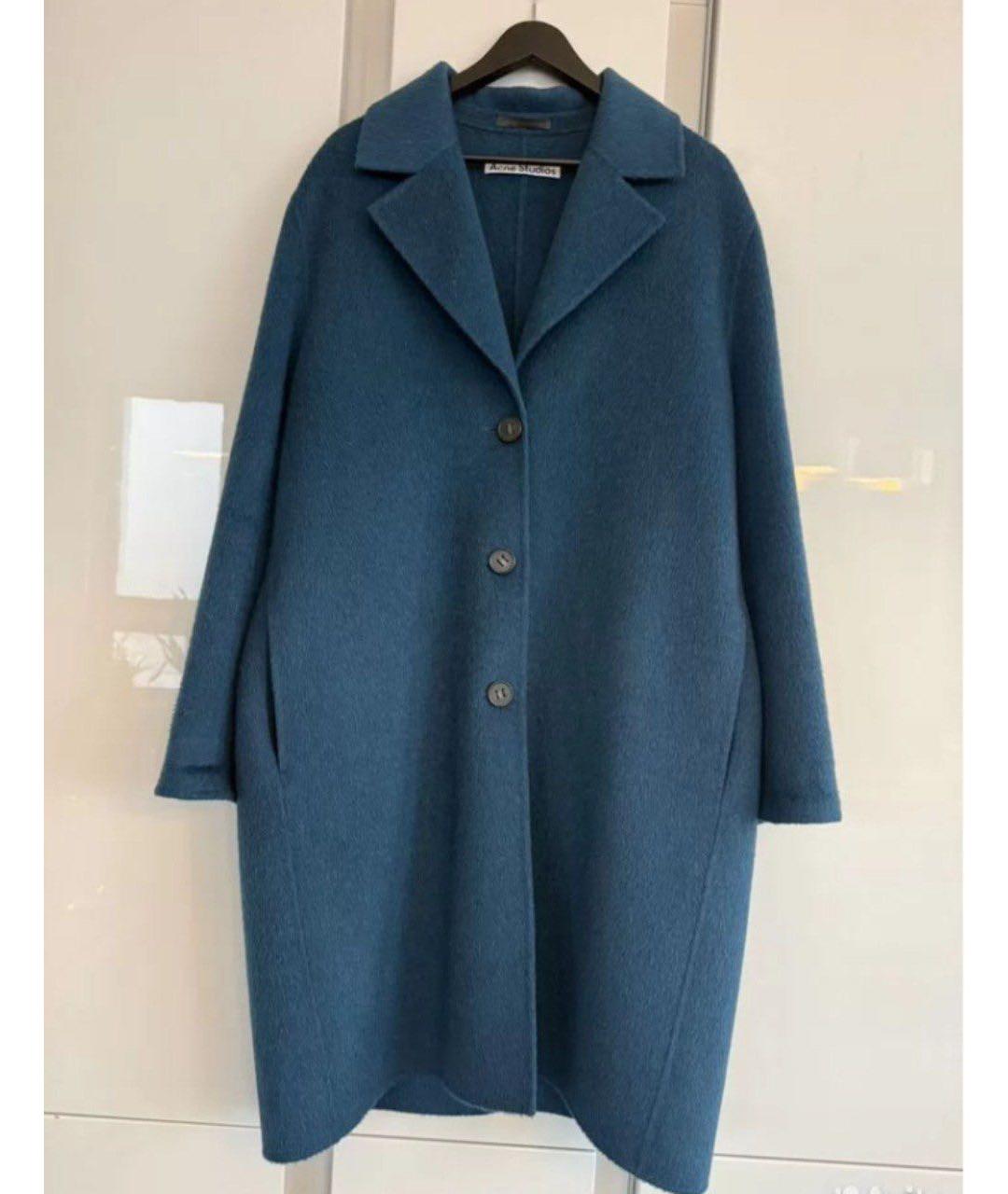 ACNE STUDIOS Темно-синее шерстяное пальто, фото 5