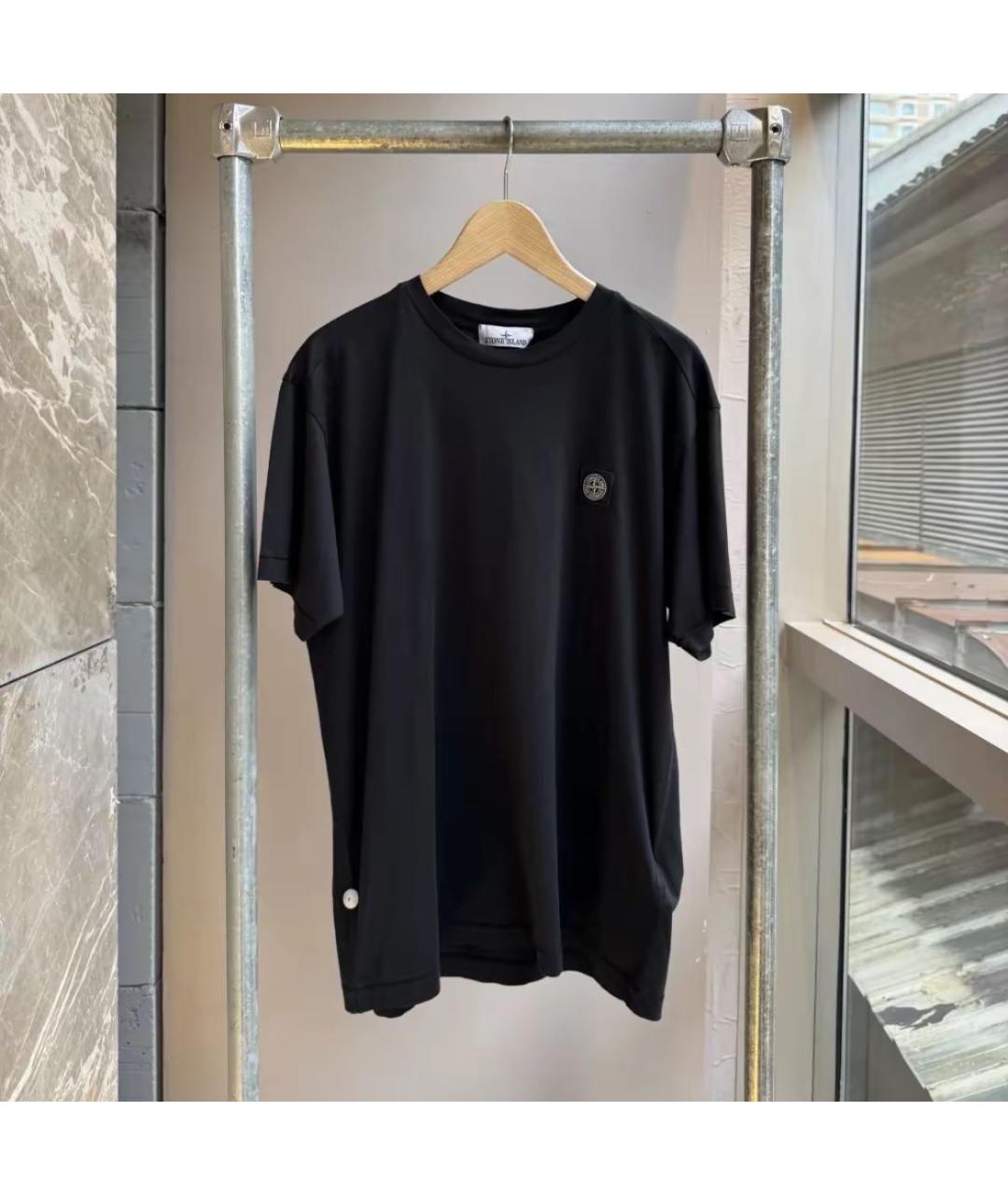 STONE ISLAND Черная хлопковая футболка, фото 3