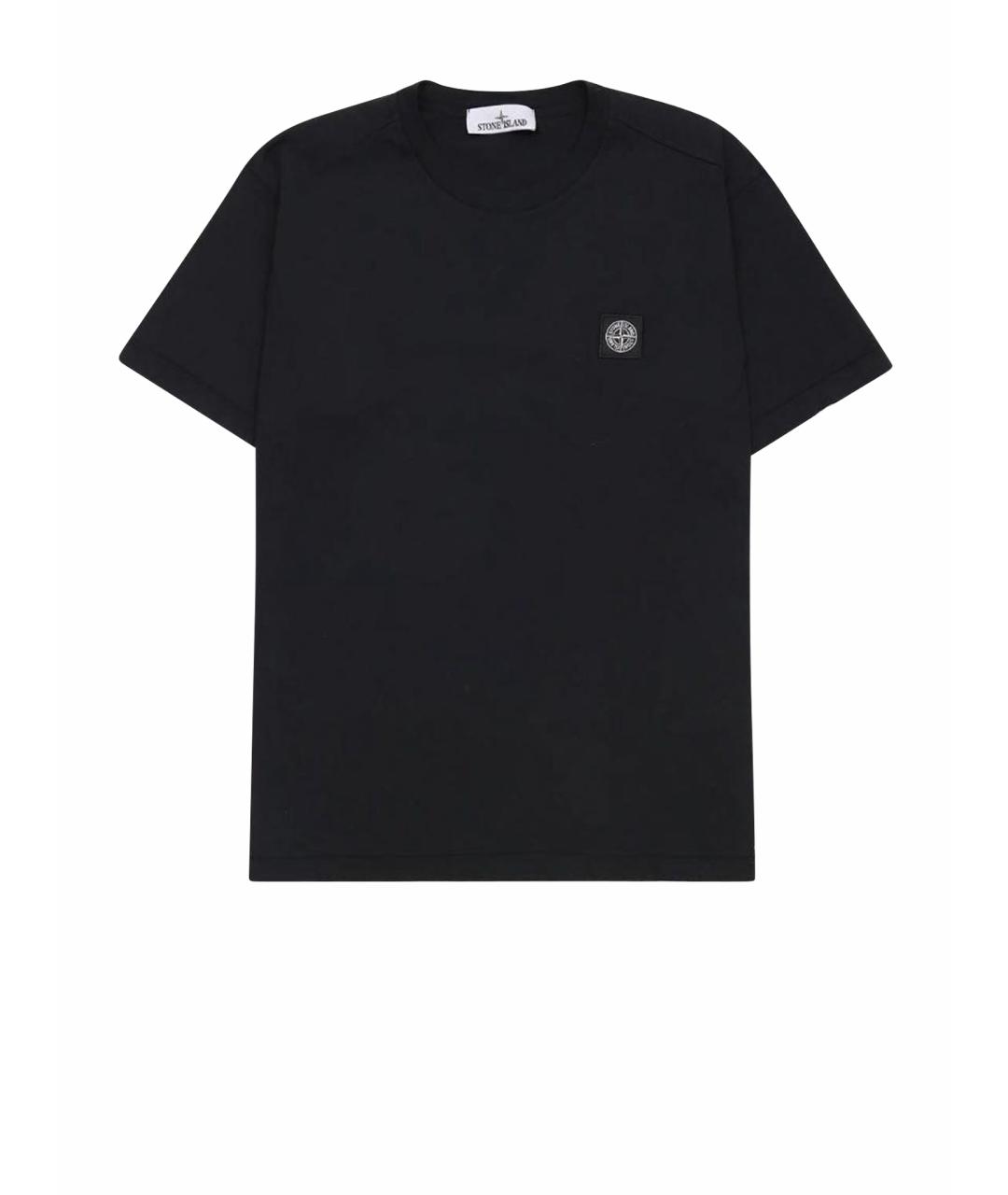 STONE ISLAND Черная хлопковая футболка, фото 1