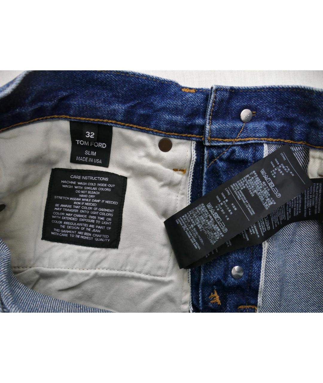 TOM FORD Голубые хлопковые джинсы скинни, фото 6