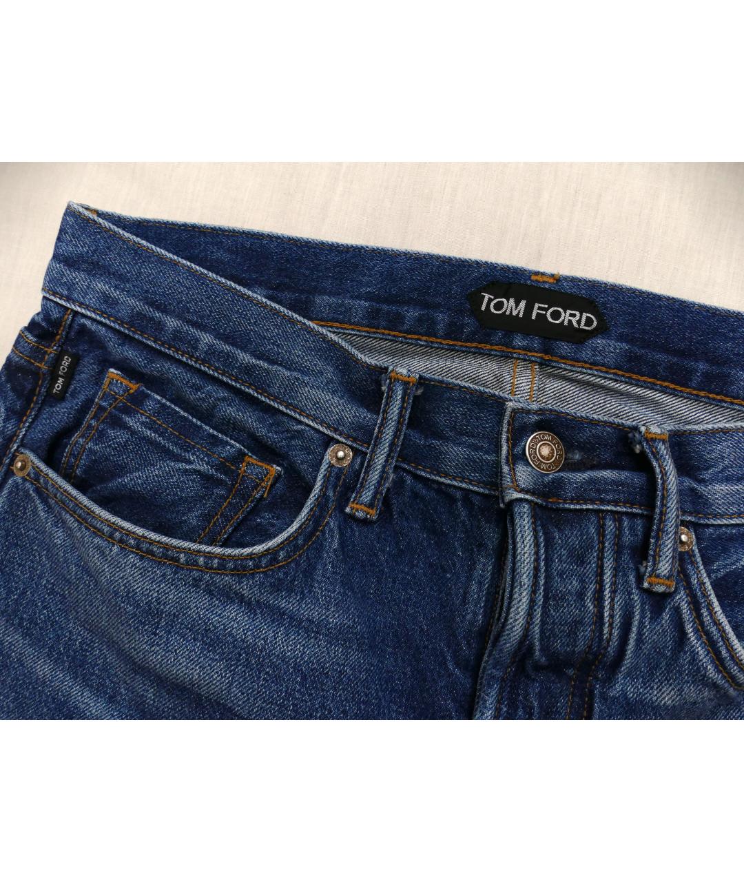TOM FORD Голубые хлопковые джинсы скинни, фото 3