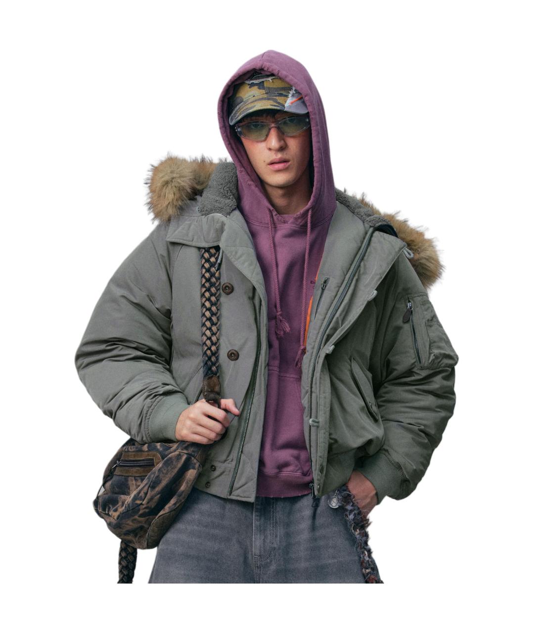 NOTHOMME Хаки полиэстеровый пуховик, фото 3