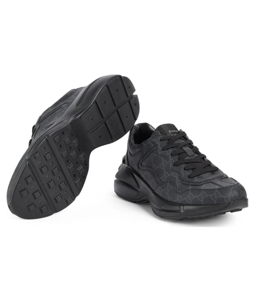 GUCCI Черные низкие кроссовки / кеды, фото 5