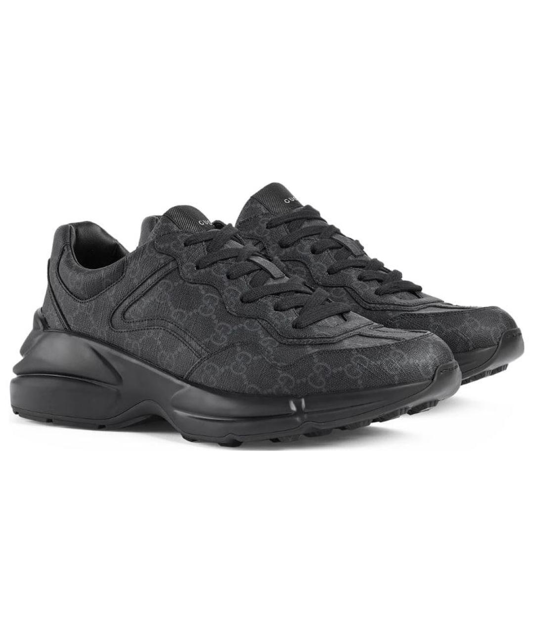 GUCCI Черные низкие кроссовки / кеды, фото 2