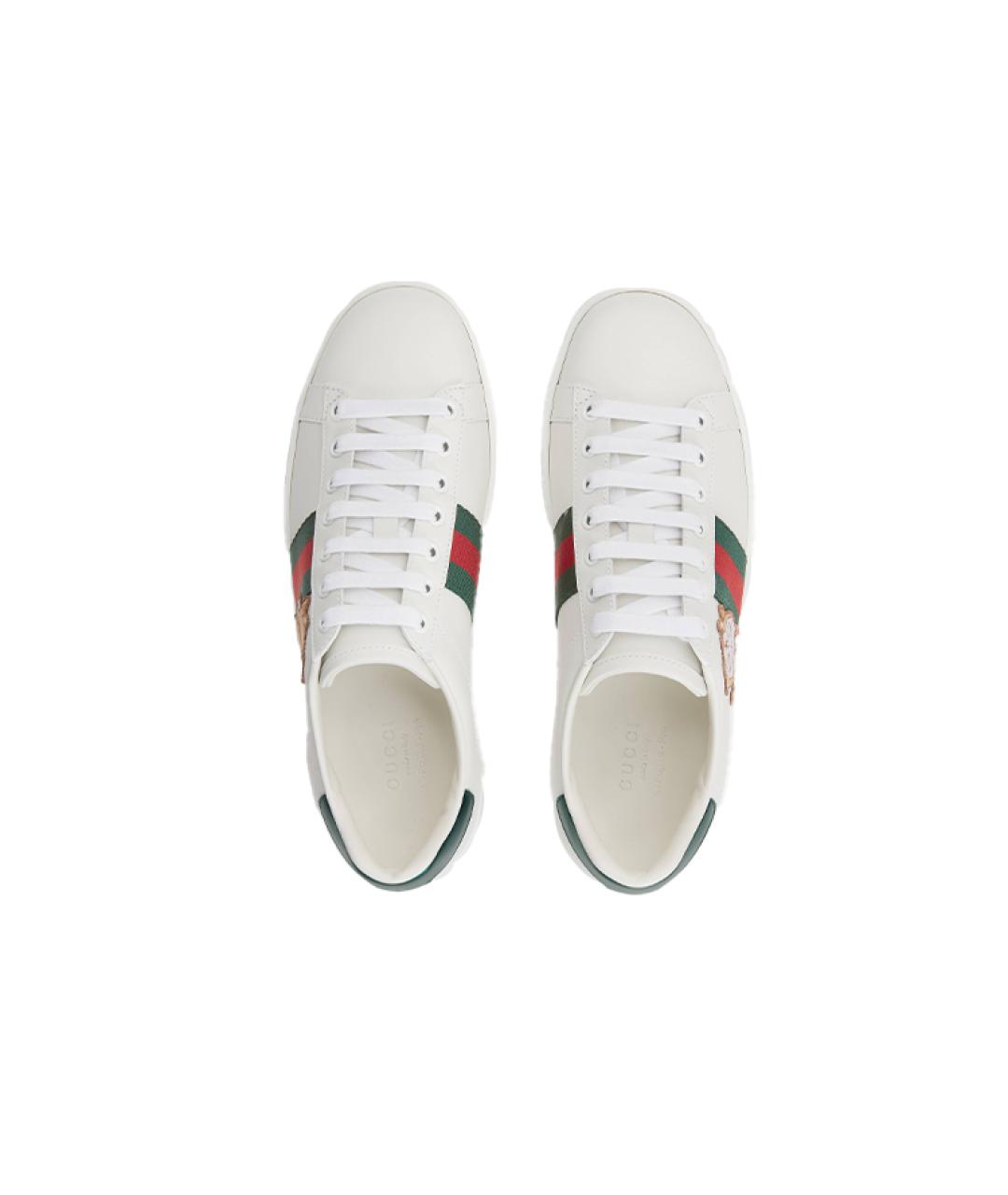 GUCCI Белые кожаные кроссовки, фото 5