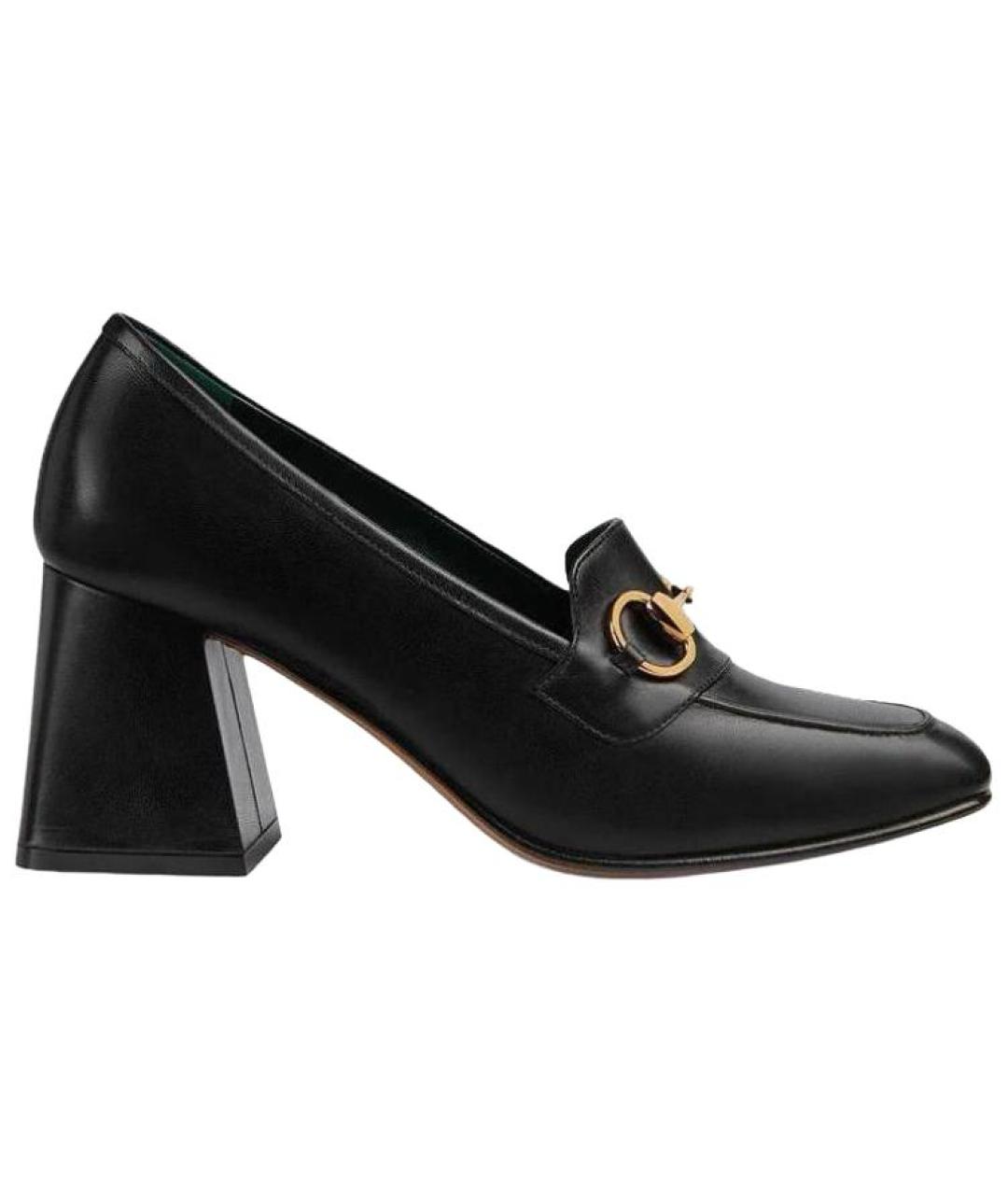 GUCCI Черные кожаные туфли, фото 1