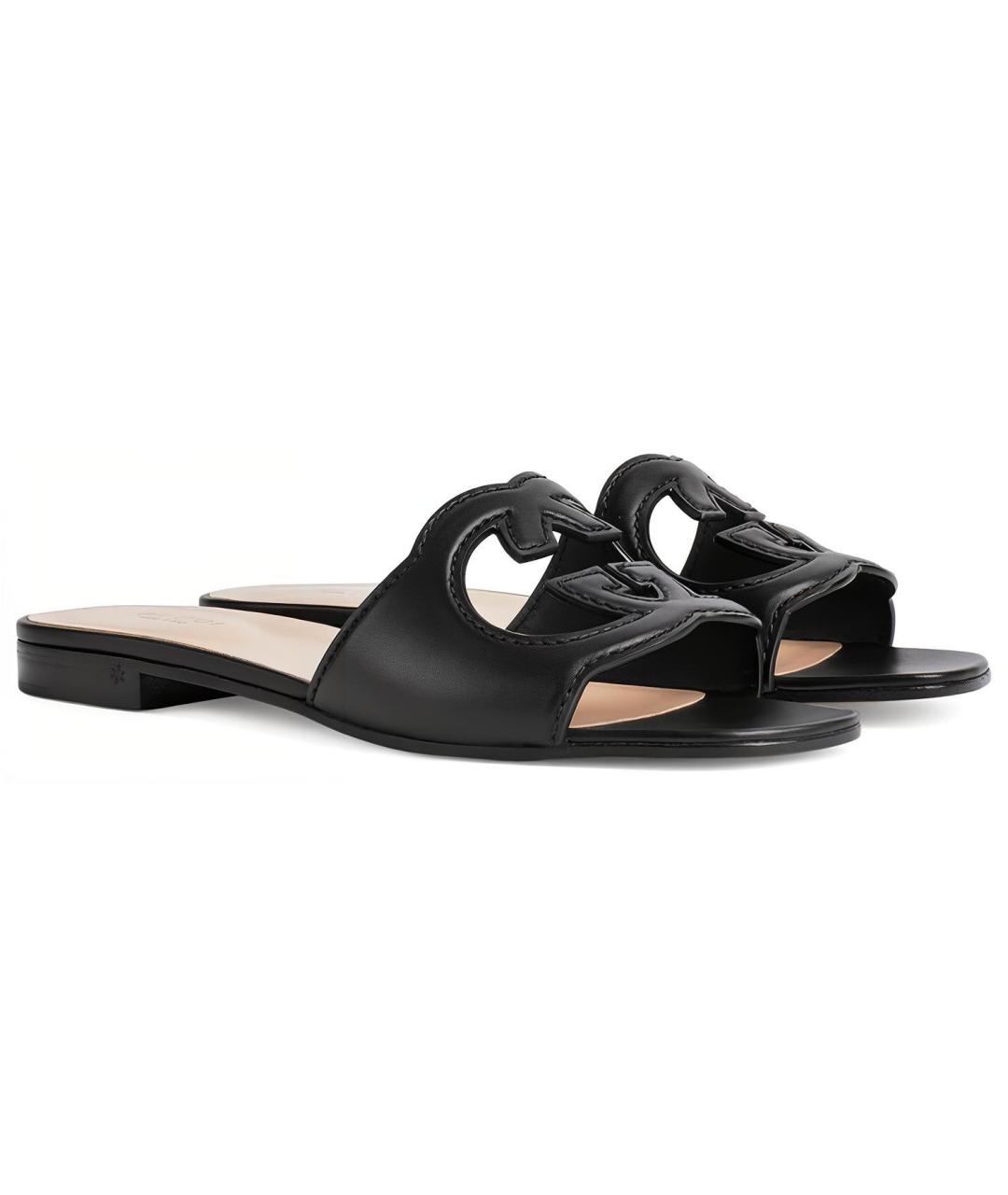 GUCCI Черные кожаные сандалии, фото 2
