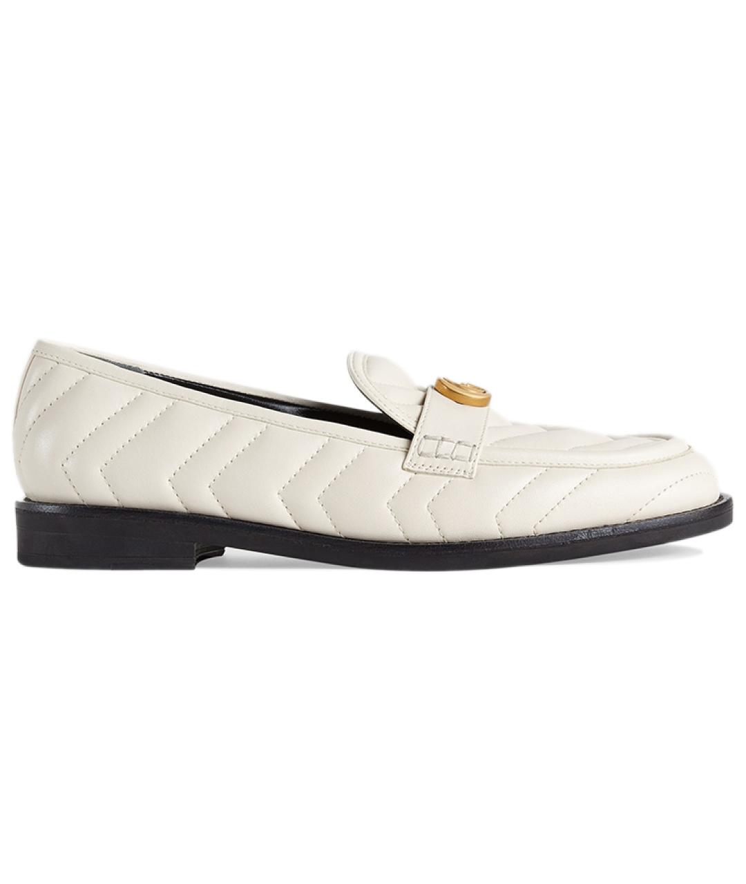 GUCCI Белые кожаные лоферы, фото 1