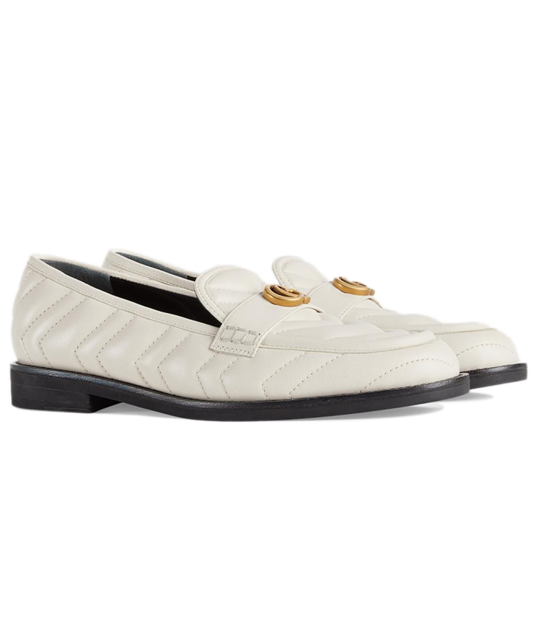 GUCCI Белые кожаные лоферы, фото 3