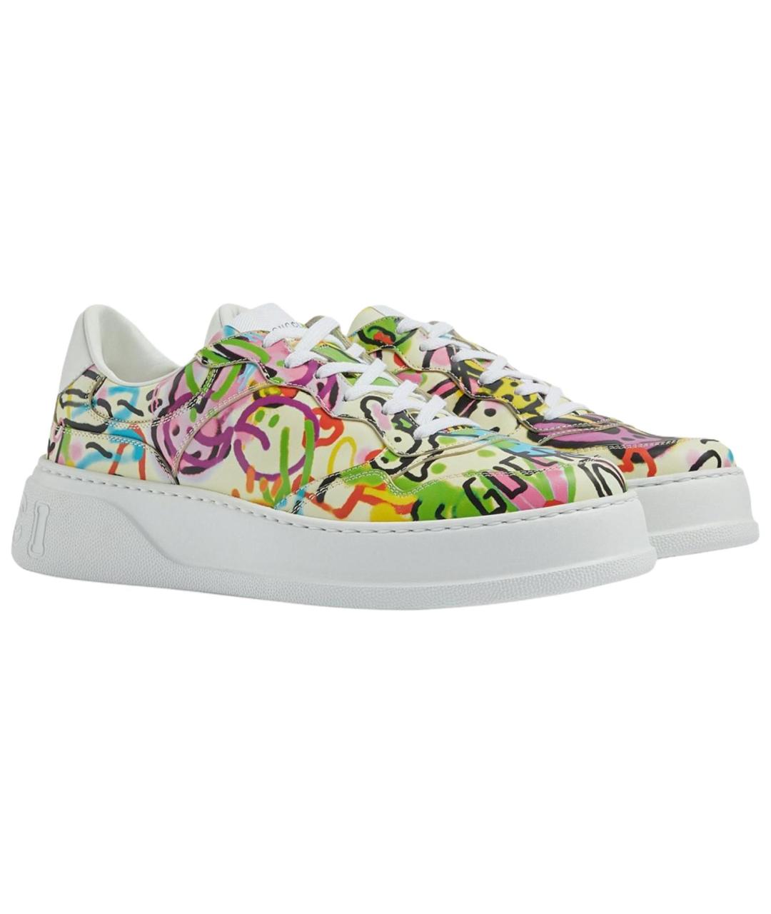 GUCCI Белые кожаные кроссовки, фото 3