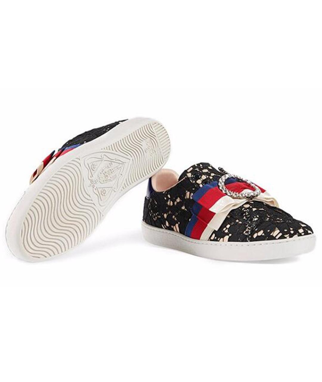 GUCCI Черные кожаные кроссовки, фото 5