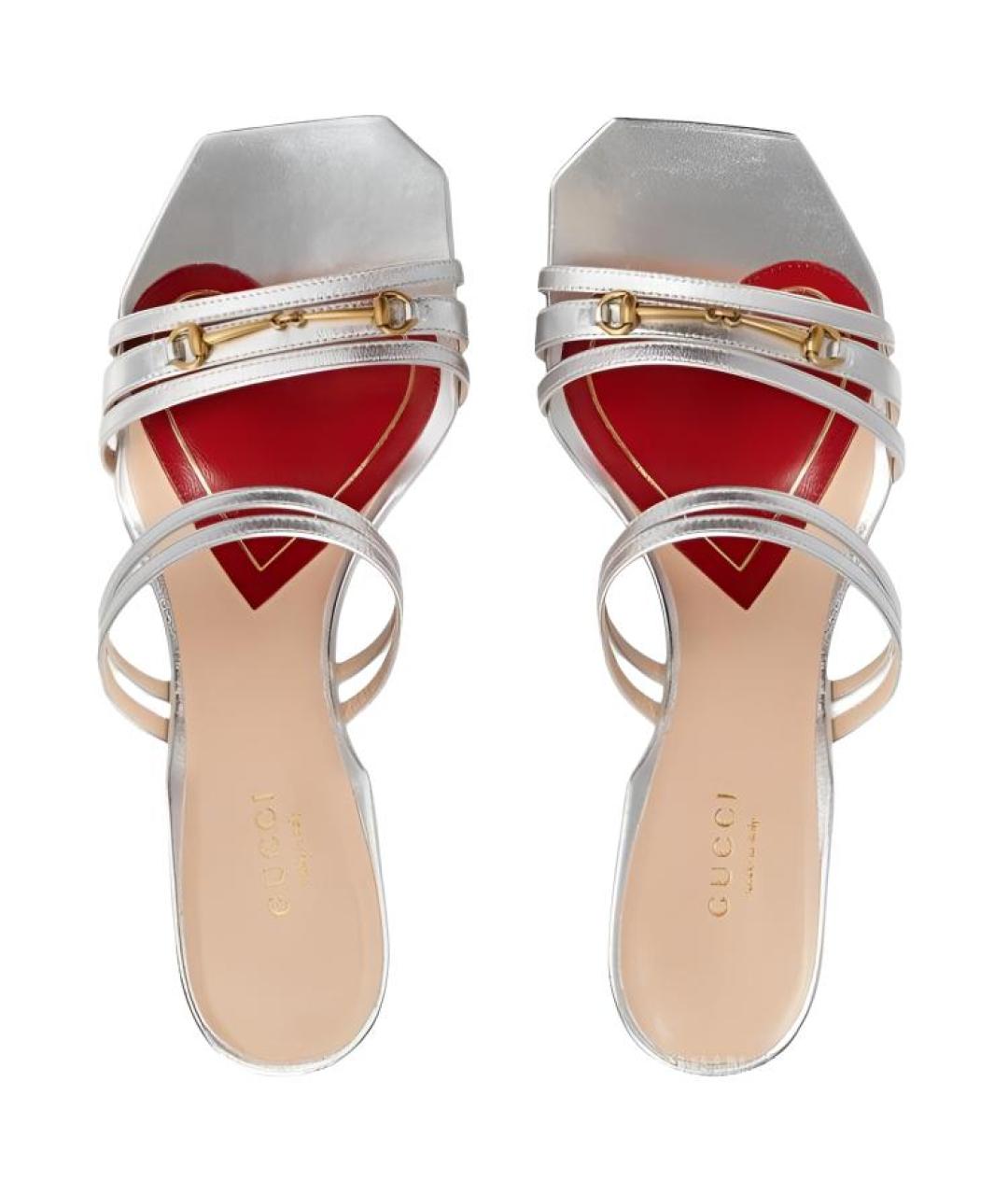 GUCCI Серебряные босоножки, фото 4