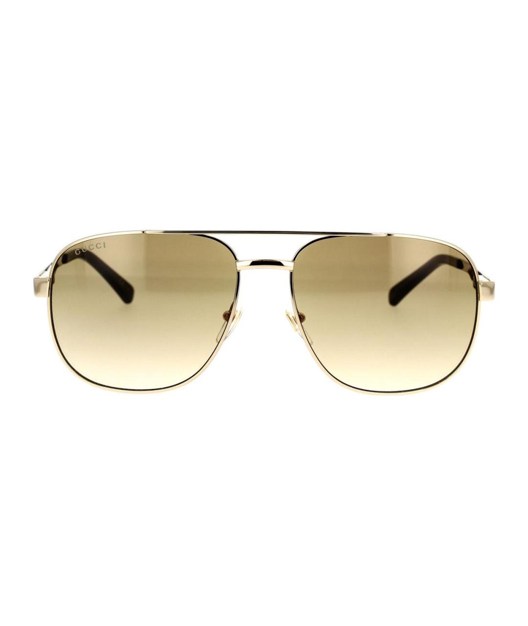GUCCI Золотые металлические солнцезащитные очки, фото 2