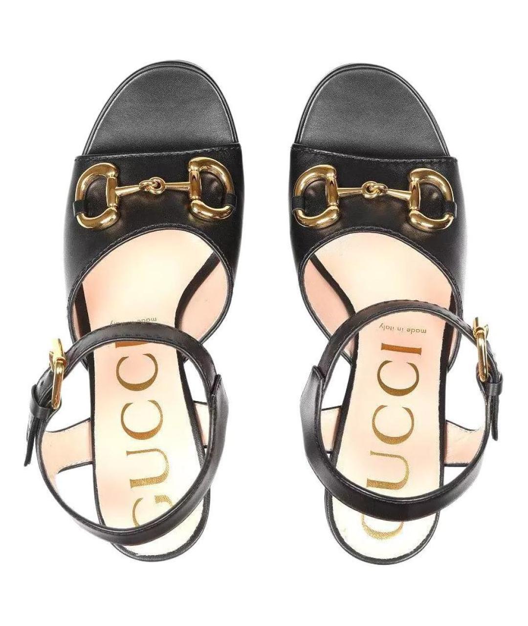 GUCCI Черные кожаные босоножки, фото 4