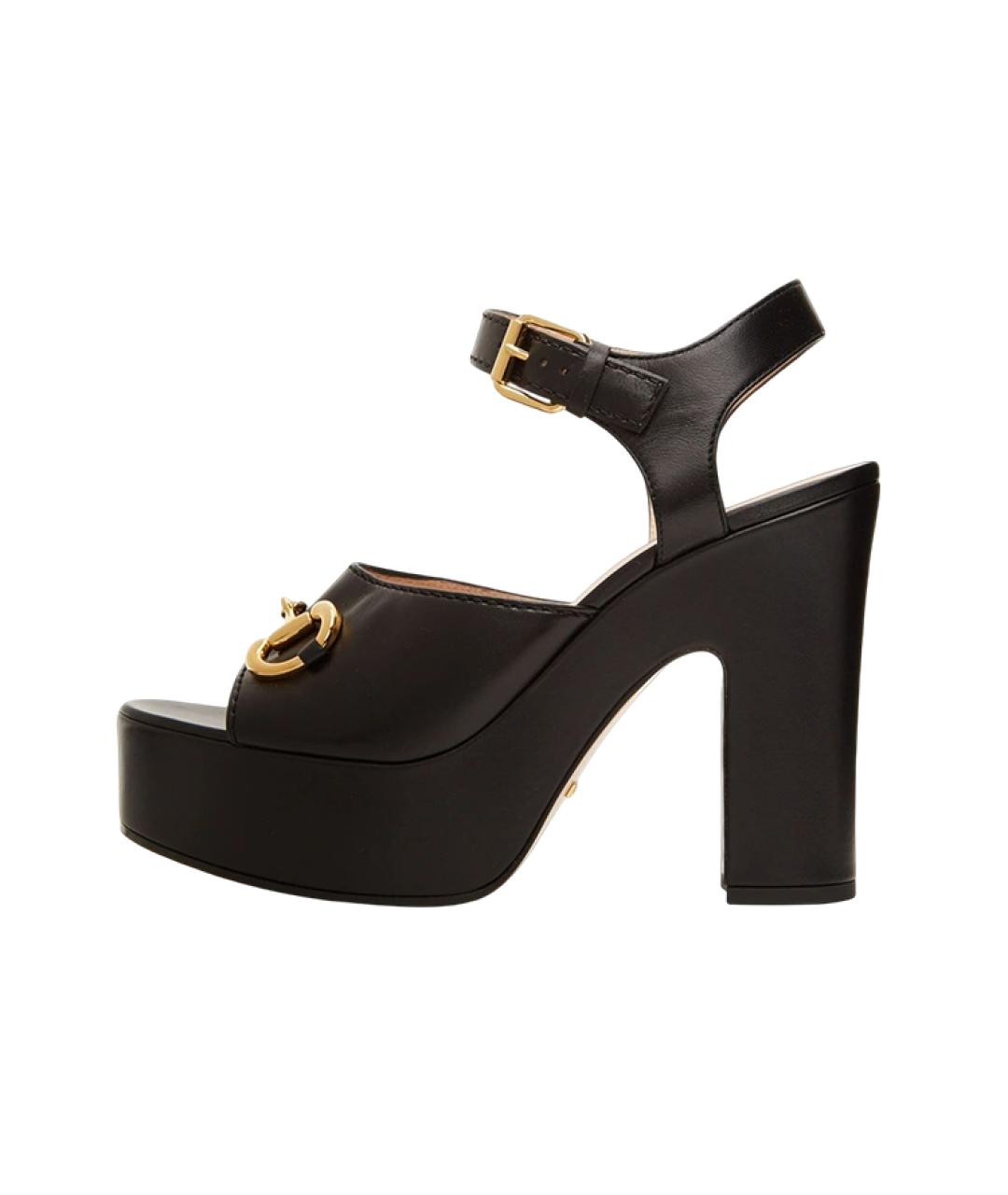 GUCCI Черные кожаные босоножки, фото 2