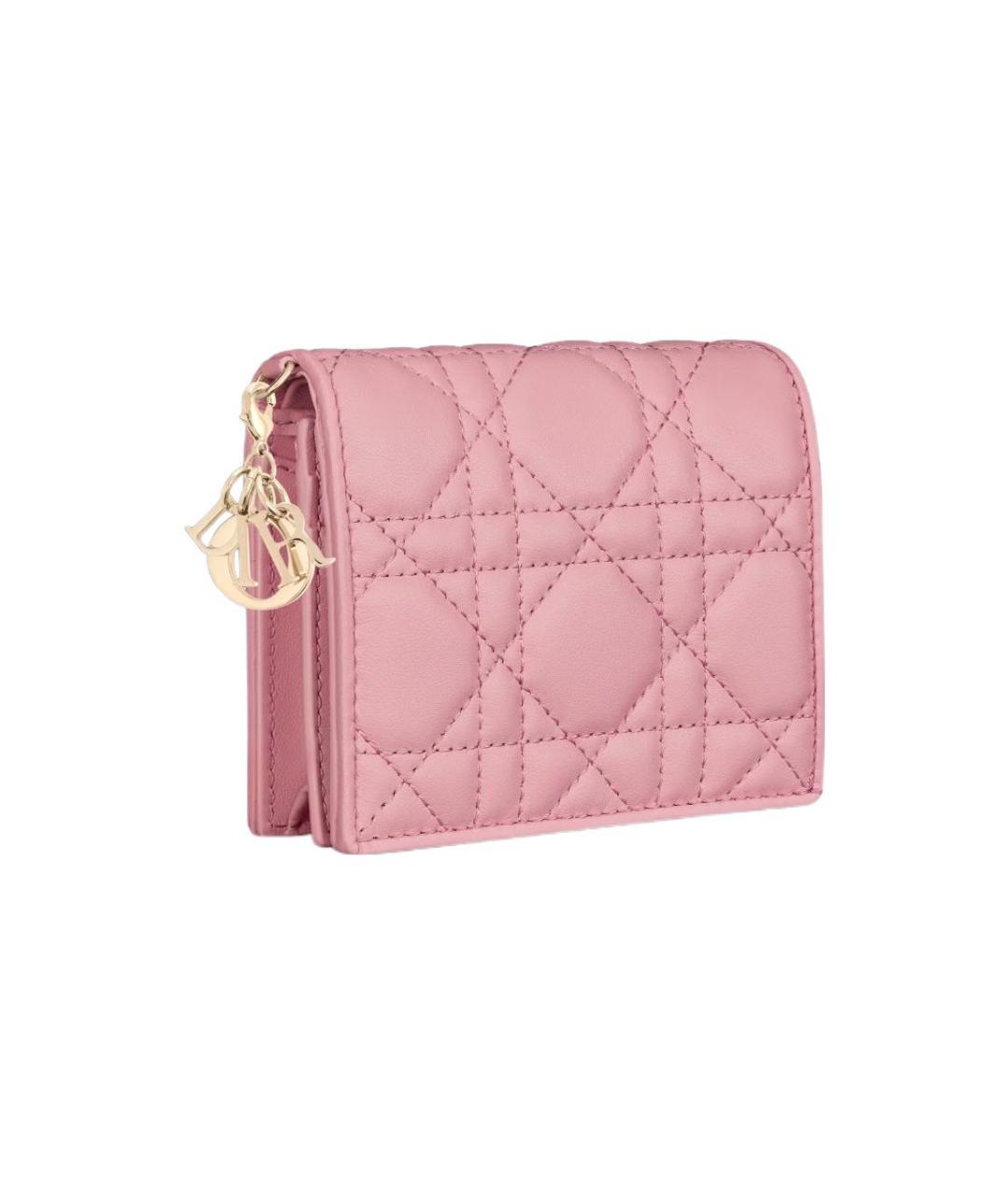 CHRISTIAN DIOR Розовый кожаный кошелек, фото 2