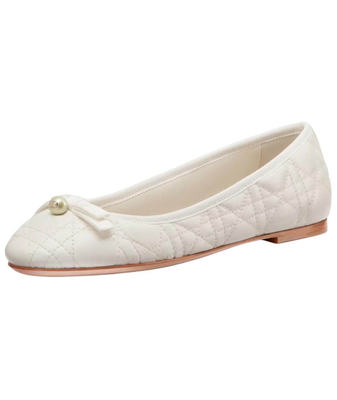 CHRISTIAN DIOR Белые кожаные балетки, фото 4