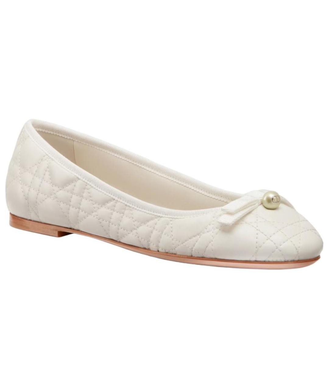 CHRISTIAN DIOR Белые кожаные балетки, фото 3