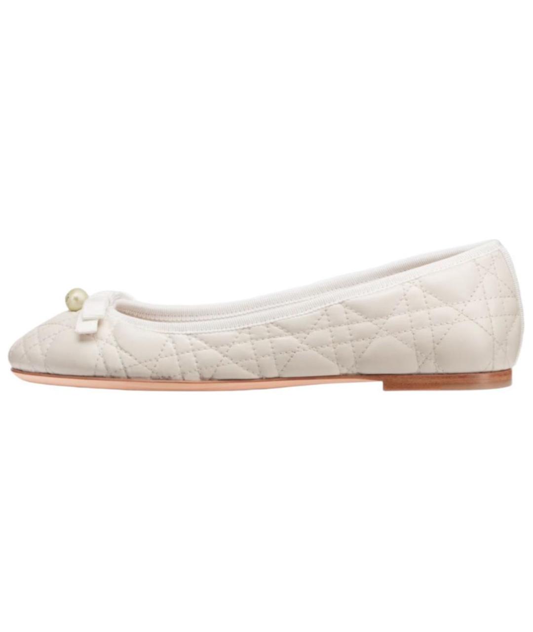 CHRISTIAN DIOR Белые кожаные балетки, фото 2