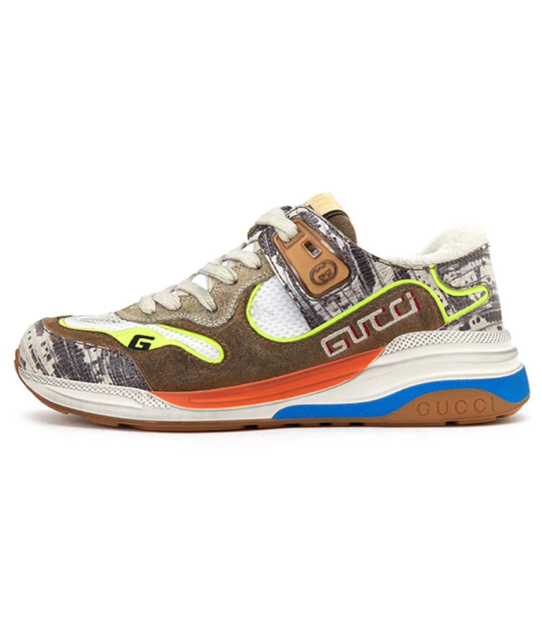 GUCCI Коричневые кожаные кроссовки, фото 2