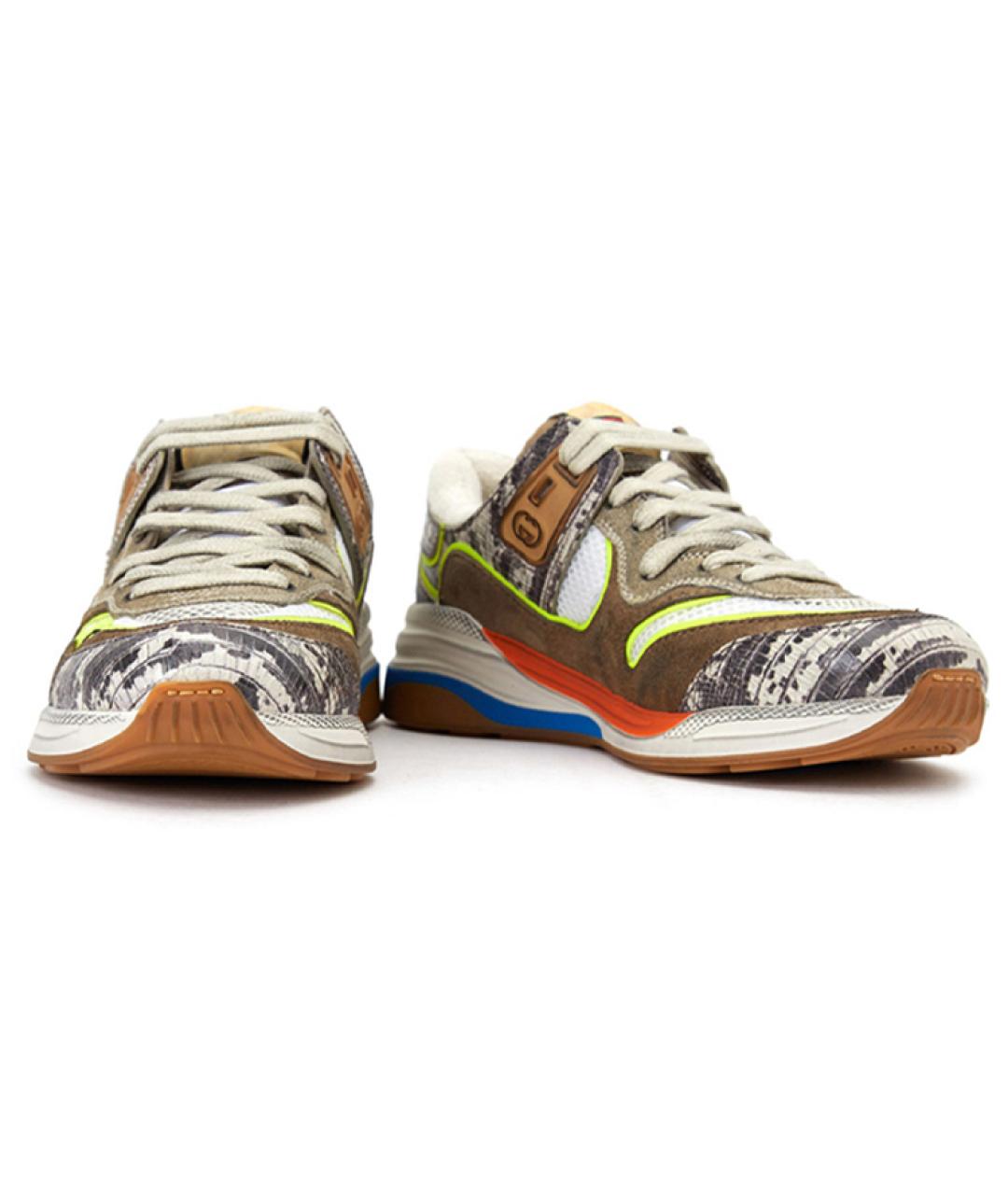 GUCCI Коричневые кожаные кроссовки, фото 5