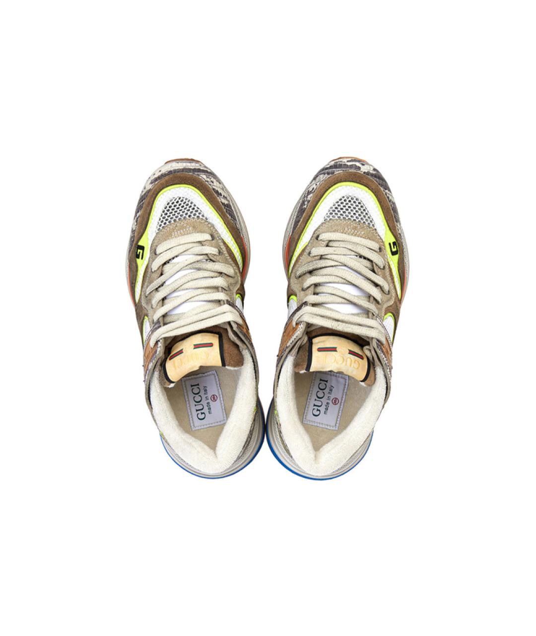 GUCCI Коричневые кожаные кроссовки, фото 4