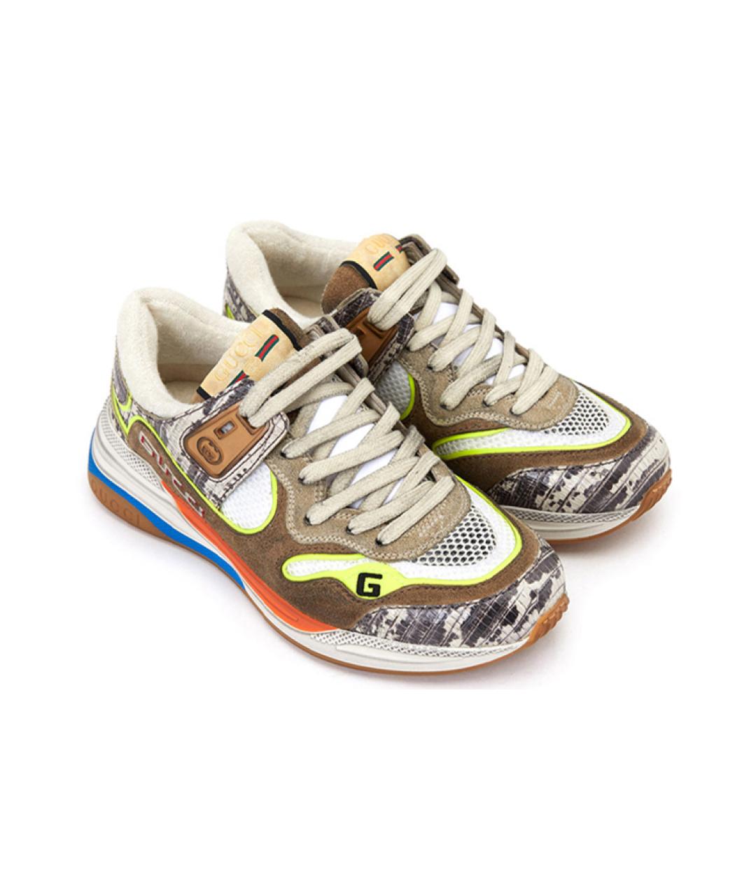 GUCCI Коричневые кожаные кроссовки, фото 3