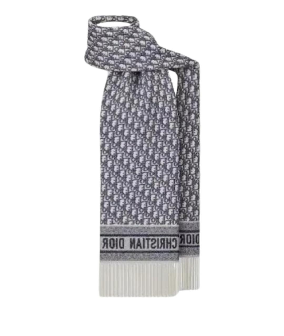 CHRISTIAN DIOR Синий кашемировый шарф, фото 3