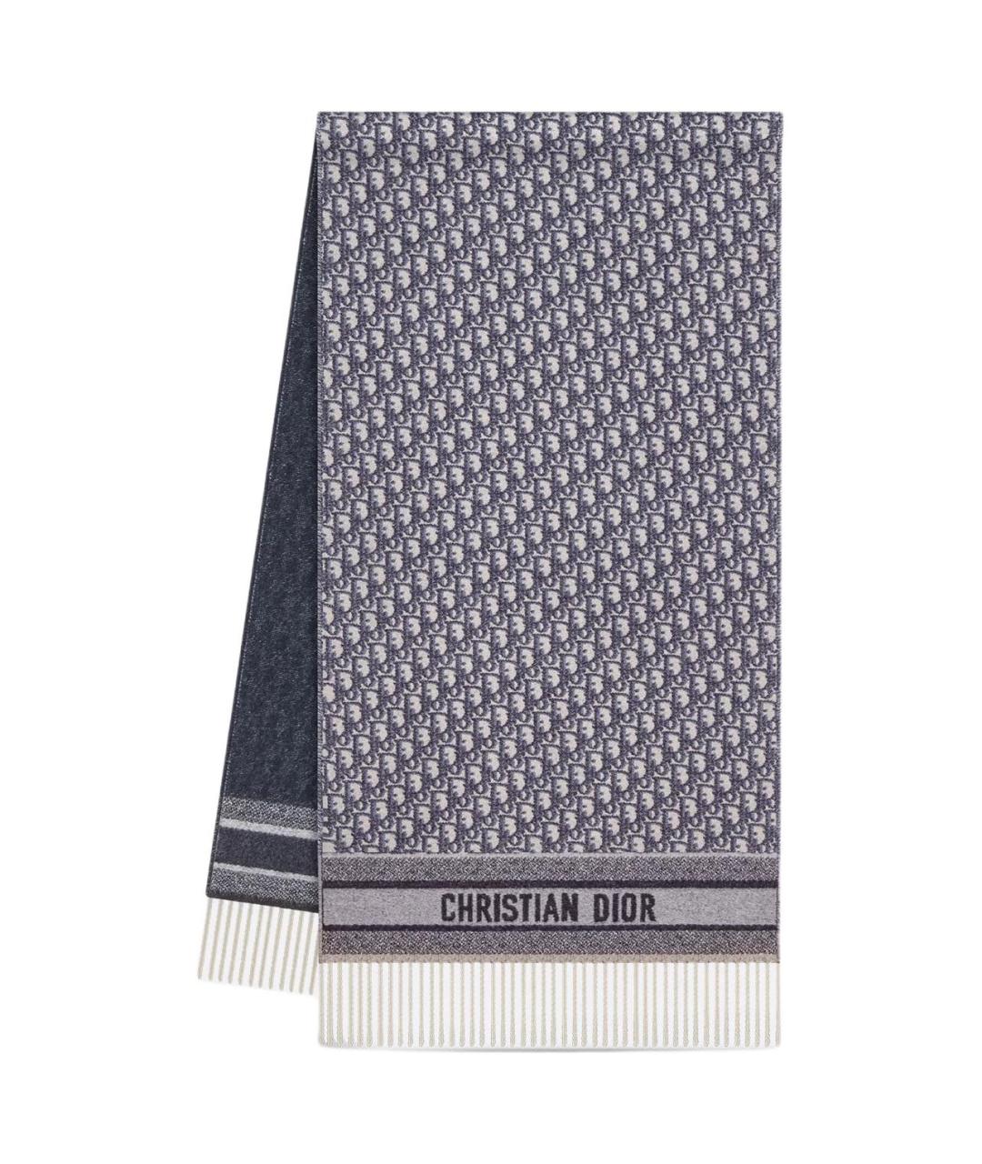 CHRISTIAN DIOR Синий кашемировый шарф, фото 2