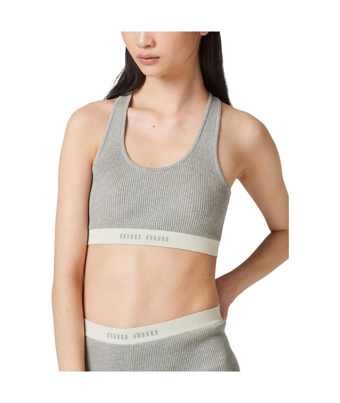 MIU MIU Серая майка, фото 2